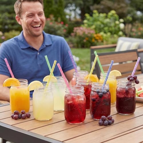 50PCS Reusable Straws with Cleaner Brush, 9.06" Long Colorful Clear Hard Plastic Swirl Drinking Straws for 12 oz 16 oz Mason Jar, Tumblers, Milk, Juice, Iced Coffee, Smoothies, Cocktail - Image 2