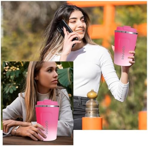 SPLMIFA Travel Coffee Mugs Leak-Proof, Reusable Coffee Cups with Lids, Stainless Steel Vacuum Insulated Coffee Tumblers, Thermal Insulation Cup for Men and Women Hot & Cold Drinks(2nd-Red White, 17OZ) - Image 6