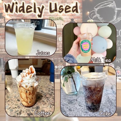 Qinsihwn 16 Oz Plastic Clear Cups with Strawless-Sip-Lids,25 Sets Plastic Cups with Sip Through Lids,Disposable Iced Coffee Cups for Milkshake,Smoothie,Cold Drinks - Image 6