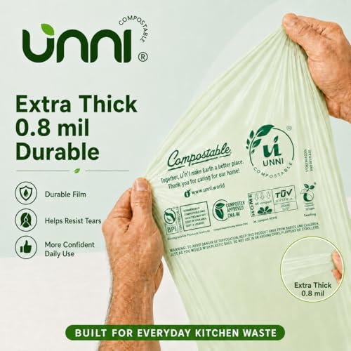 UNNI 8 Gallon Compostable Bags with Easy-Tie Handles, 30 Liter, 30 Count - Image 3