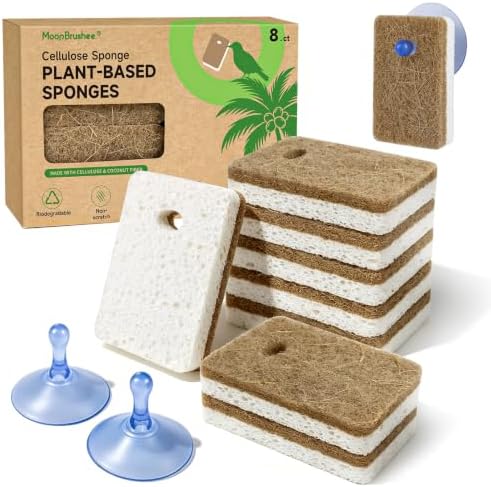 8 Pack Eco Friendly Kitchen Sponges with 2 Sponge Holders by Unknown