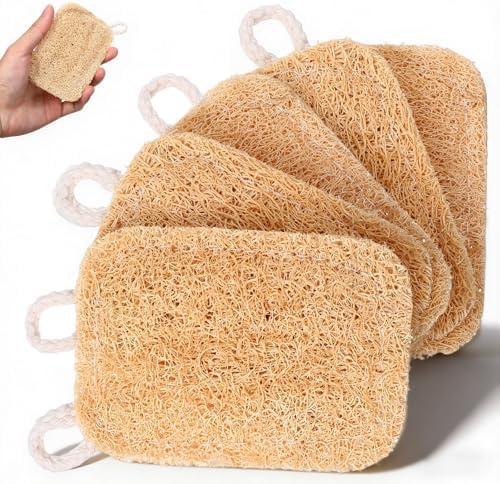 5 Pcs Real Plant-Based Natural Loofah Sponges, Kitchen Scrubber by Unknown