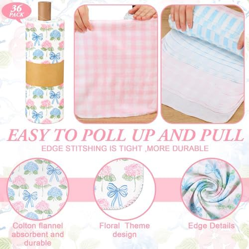 36 Pack Reusable Kitchen Cloths Cotton Towels, Pastel Hydrangea - Image 5