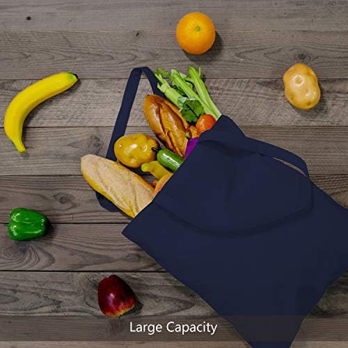 TOPDesign 12-Pack Economical 16"x15" Navy Blue Cotton Tote Bag, Lightweight Medium Reusable Grocery Shopping Cloth Bags, Suitable for DIY, Advertising, Promotion, Gift, Activity - Image 4