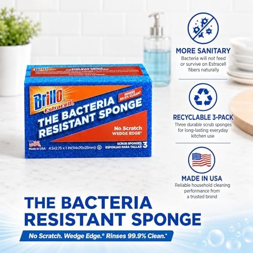 Brillo Estracell No Scratch Scrub Sponge with Wedge Edge, 3-Count - Image 4