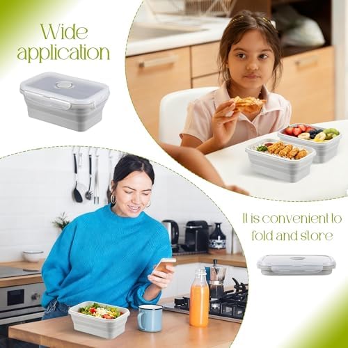 10Pcs Silicone Collapsible Food Storage Containers with Airtight Lids,17oz - Image 5