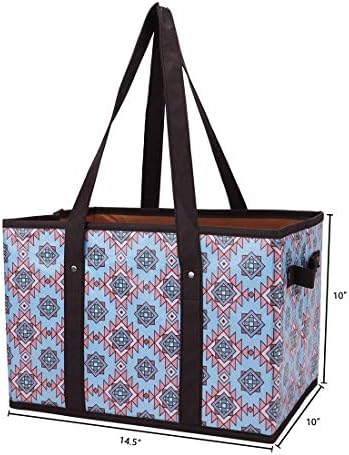 Foraineam Reusable Grocery Bags Set Durable Heavy Duty Tote Bag Collapsible Grocery Shopping Box Bag with Reinforced Bottom - Image 7