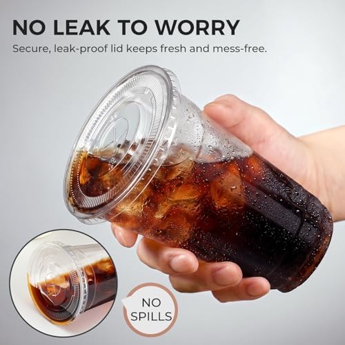 VITEVER 100 Sets - 12oz Clear Plastic Cups with Lids and Straws, Disposable Cups for Iced Coffee, Smoothie, Milkshake, Cold Drinks - Image 4