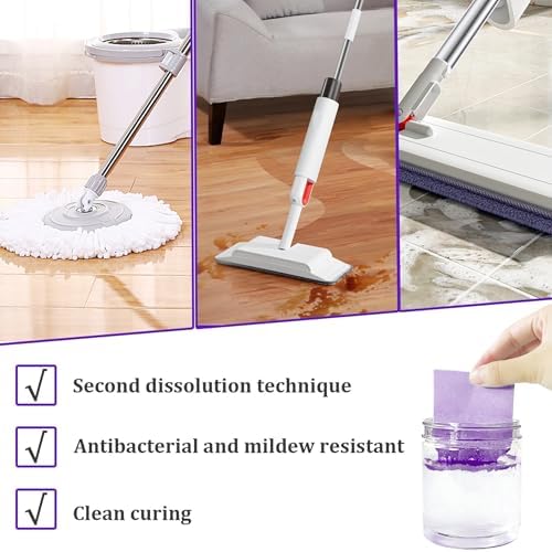 120-Pack Water Soluble Floor Cleaning Tablets, Multi-Surface Floor Cleaning Sheets for Mopping, Clean for Tile Wood Laminate, Purple - Image 6
