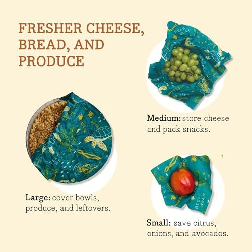 Bee's Wrap Beeswax Food Wraps, 3 Pack Assorted - Ocean - Image 5