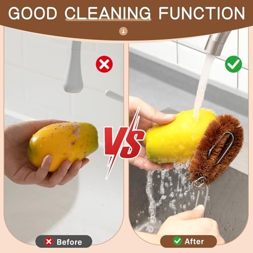Sawysine Tawashi 100% Natural Coconut Coir Fiber Brush with Handle - Image 4