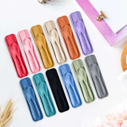 Yahenda 96 Sets Reusable Travel Utensils Set with Case Bulk, Mixed Colors - Image 6