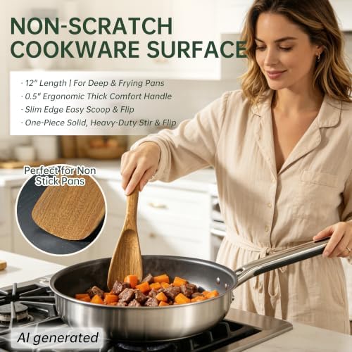 Wooden Spatula Spoon for Cooking Natural Acacia Wood Utensil - Image 6