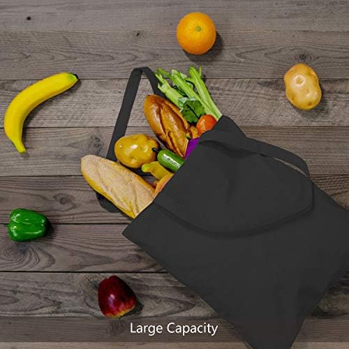 TOPDesign 6-Pack Economical 16"x15" Black Cotton Tote Bag, Lightweight Medium Reusable Grocery Shopping Cloth Bags, Suitable for DIY, Advertising, Promotion, Gift, Activity - Image 5