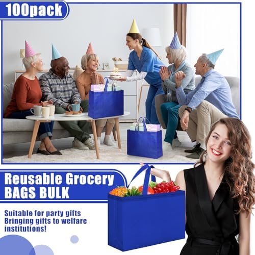 Windyun Reusable Grocery Bags Large Non Woven Shopping Bags with Handles Foldable Portable Tote, 16x6x12 Inch - Image 3