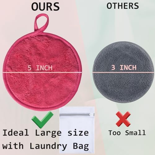 Large Reusable Makeup Remover Pads Face Cleaning Pad 5"x 5" Pink 12 Pack - Image 4