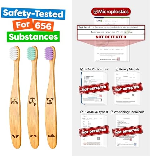 Dr. Noah Microplastic-Free Bamboo Baby Toothbrush, Dentist Designed, 4 Pack - Image 5