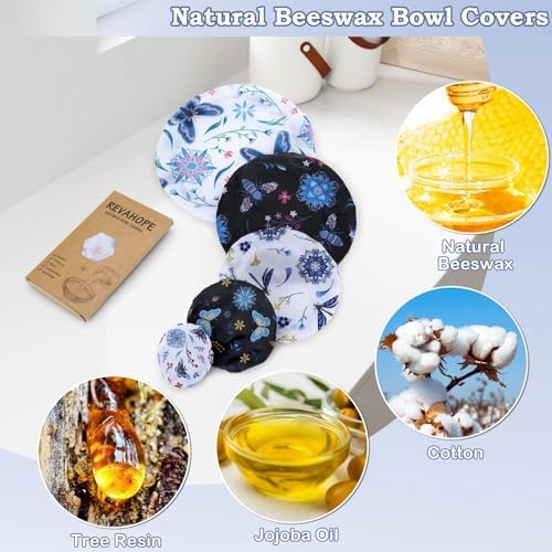 5Pcs Reusable Beeswax Elastic Bowl Covers for Bread Proofing and Food Cover - Image 3