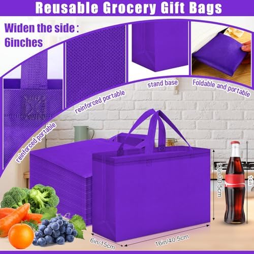 Windyun Reusable Grocery Bags Large Non Woven Shopping Bags with Handles Foldable Portable Tote, 16x6x12 Inch - Image 2