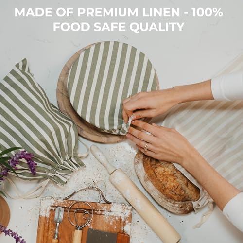 Beautiful Linen Bread Bag Set & Proofing Cover for Homemade Sourdough - Image 5