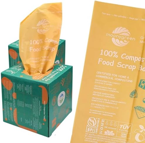 Compost Bags, Trash Bags 3 Gallon, Extra Thick, US BPI ASTM D6400 Certified Compostable Food Scrap Kitchen Waste Bags, 200 Count by MoonyGreen