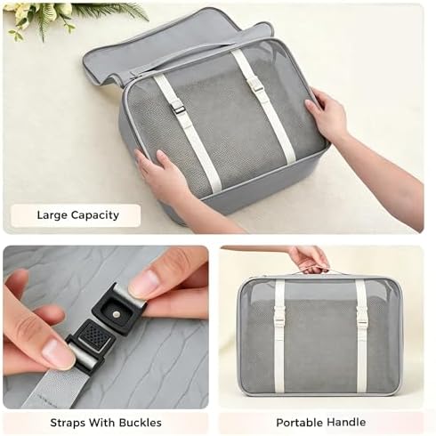 6 Set Packing Cubes, Luggage Packing Organizers for Travel Accessories, Carry on Suitcase Organizer Bags, Travel Essentials Luggage Accessories for Cruise Ship (Gray) - Image 6