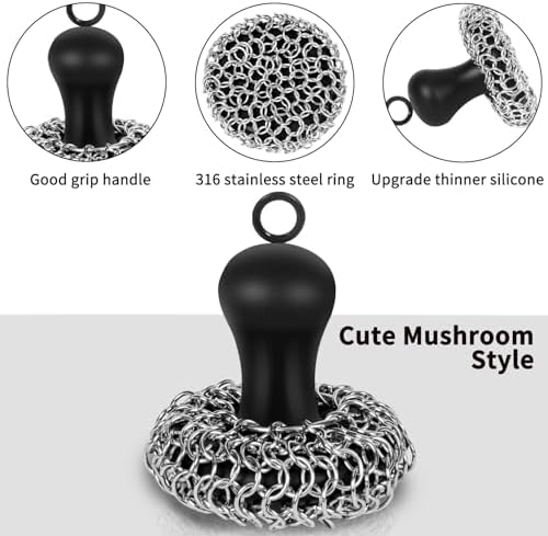 Herda Cast Iron Cleaner Scrubber +Pan Scraper, Patented Chain Mail Scrubber - Image 2