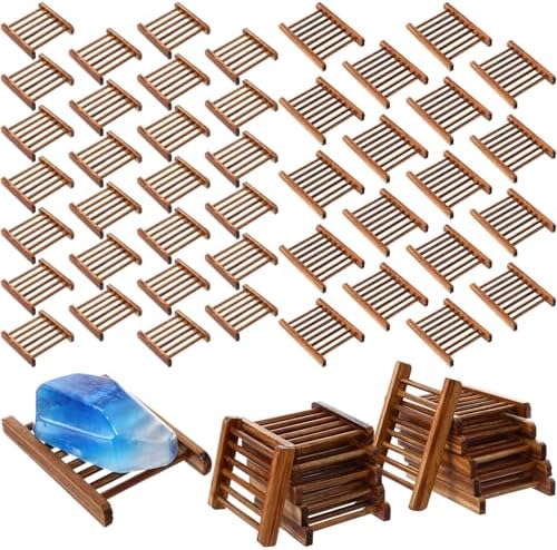 Sawysine 50 Pcs Bamboo Soap Holder Self Draining,Charcoal Color by Sawysine