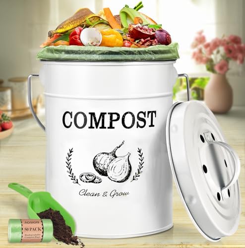 AOSION 1 Gallon Countertop Compost Bin for Kitchen with Lid,Odor Resistant by AOSIONUSA