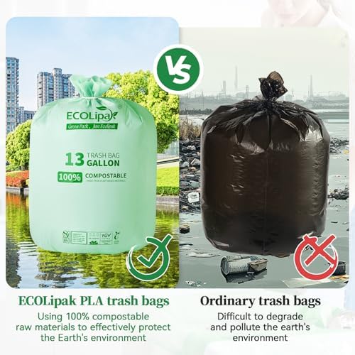 ECOLipak 13 Gallon 50 Count Compostable Kitchen Trash Garbage Bags - Image 4