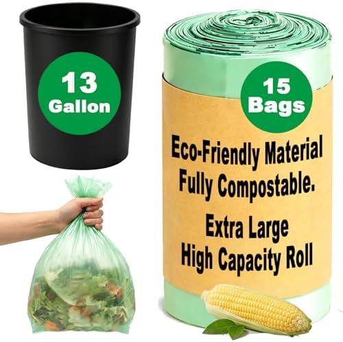 Compost Bags, Compostable Small Trash Bags for Kitchen Compostable Food Scrap Bags For Counter Top Compost Bin Small Kitchen Food Scrap Waste Bags for Compost (13G-15count) by Unknown