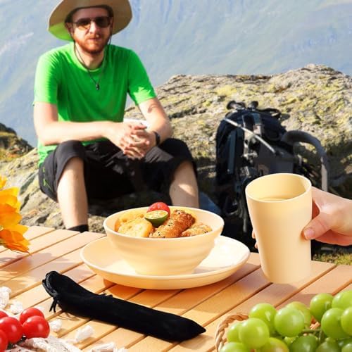 Kyraton Camping Utensils - Travel & Picnic Mess Kit, Silverware Set Includes Knife, Spoon, Fork, Cup, Bowl, Plate - Camping Essentials for 2 - Image 7