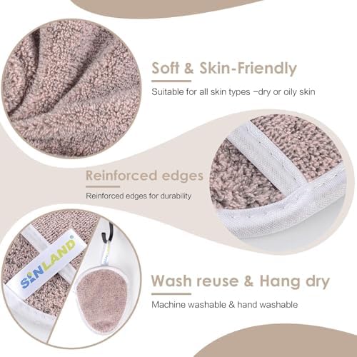 SINLAND Reusable Makeup Remover Pads Brown 6 Pack - Image 5