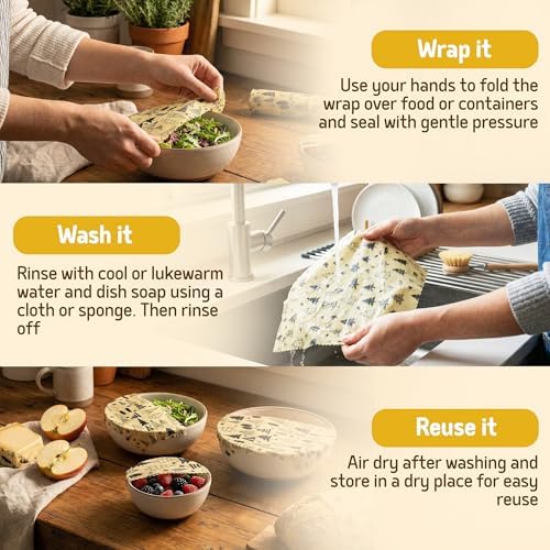 SuperBee Beeswax Wrap Roll XL 35x13" Reusable Food Wrap Holiday Print - Image 3