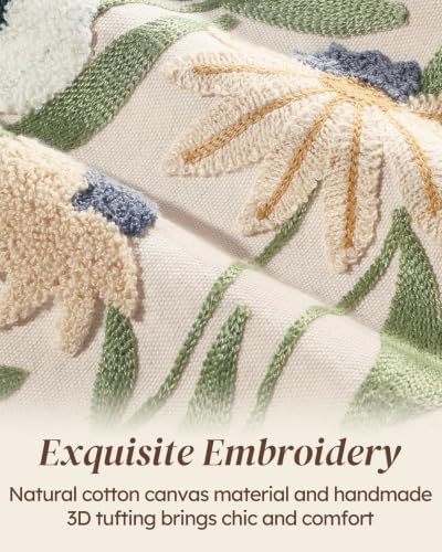 Floral Embroidery Canvas Tote Bag with Magnetic Closure for Daily - Image 4