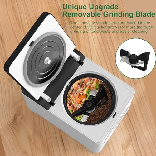 3L Electric Composter for Kitchen, Countertop Compost bin, One Touch Smart Model Handle Kitchen Waste, with Triple Grinding Blade, Carbon Filter, Auto-Cleaning, LED Touch Screen - Image 4