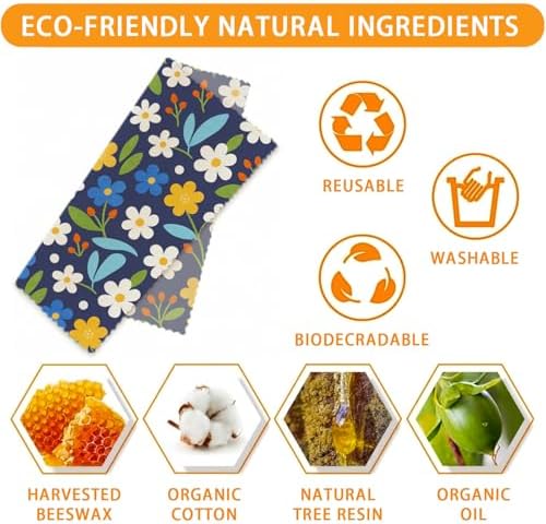 Beeswax Food Wrap, Butterfly, Floral & Leaves Wrap, 9 Pack Eco-Friendly Beeswax Wraps For Food, Organic, Sustainable, Biodegradable, Zero Waste, Plastic-Free Food Storage, 1XL, 3M, 5S - Image 3