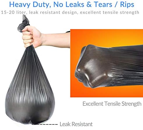 Jaoul Trash Bags 4 Gallon, Small Garbage Bags, Strong & Unscented Trash Bags for Kitchen, Bathroom, Office, Restroom, Car, Black, 60 Counts - Image 4