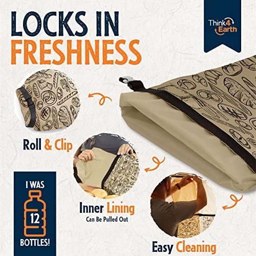 THINK4EARTH® Premium Brown Reusable Bread Bags for Homemade Bread – Durable & Washable (2 Pack) - Image 4