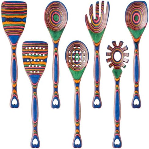Gudamaye Pakkawood 7-Piece Wooden Cooking Utensils, Wooden Spoons for cooking, Pakkawood kitchen Utensils for Cooking, Non-Stick Spoon, Household Essentials, Heat-Resistant Spoons by Gudamaye-WoodenUtensilsSets
