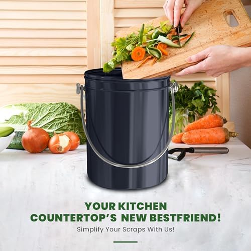 Utopia Kitchen Countertop Compost Bin 1.3 Gallon, Stainless Steel, Purple - Image 6