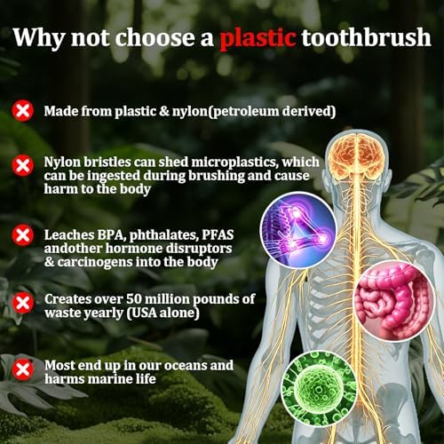 Premium Boar Bristle Bamboo Toothbrush (4 Pack) | 100% Plastic & Nylon Free | Gentle Deep Clean | Compostable Eco Friendly Zero Waste - Image 3