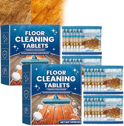 Effervescent Floor Cleaning Tablets, Floor Cleaner Tablets, Floor Cleaning Solution for Mopping, Hardwood, Tile and Vinyl Floors, Quick Dry, No Residue, Fresh Lemon Scent (2Box/24Tablets) by Unknown