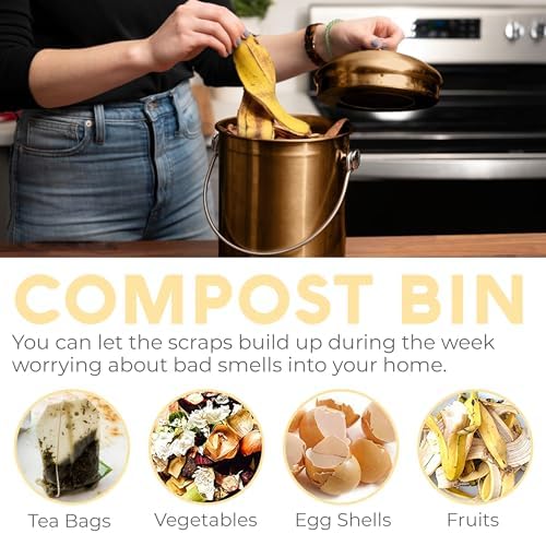 Epica Kitchen Compost Bin for Kicthen Countertops, 1.3 Galllon - Copper - Image 6