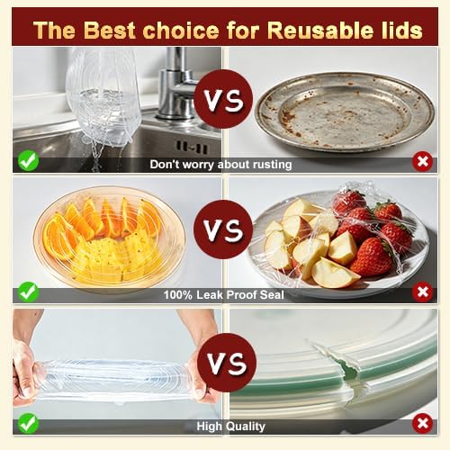 Reusable Silicone Stretch Fresh-Keeping Lids, 6 Sizes 2.6/3.6/4.4/5.5/6.3/7.5 Inches Food Storage Covers, Fit Cup, Bowl, Plate, Fruit and Glass Bowl to Keep Food Fresh - Image 7