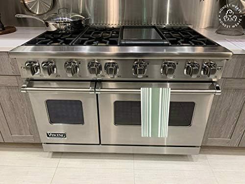HONEST WEAVE GOTS Certified Organic Cotton Kitchen Hand and Dish Towel Sets - Oversized 20x30 inches, Fully Hemmed, in Designer Colors, 6-Pack, Sage Stripe - Image 6