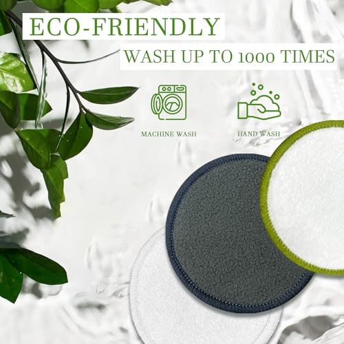 30 Packs Reusable Bamboo Charcoal Makeup Remover Pads for Face - Image 5