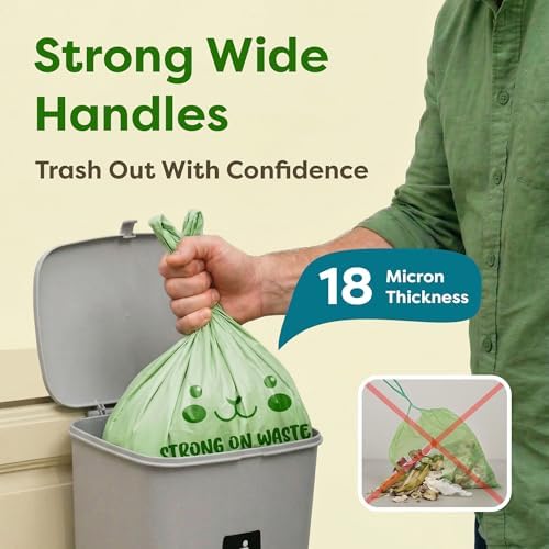 1.6 Gallon Compostable Trash Bags for Bathroom (50 Count) — Small Food Scrap & Bathroom Bin Liners — Thick 0.7 Mil Leak-Resistant Plant-Based Bags — ASTM D6400 BPI Certified - Image 6
