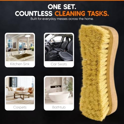 All-Natural Wooden Scrub Brush Set | Wooden Handle | Tampico and Palmyra bristles | Eco Friendly Cleaning Products | Pack of 2 - Image 6