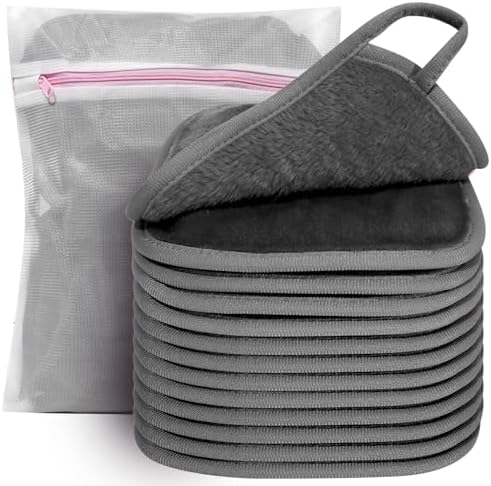 KODAMO Makeup Remover Cloth, 6 inch x 6 inch Reusable Makeup Remover Towels with Laundry Bag, Microfiber Makeup Removal Face Wash Cloths with Just Water, 12 Pack, Grey by KODAMO